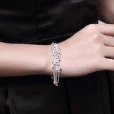 925 Silver Tassel Chain Bracelet with Grape Beads for Women