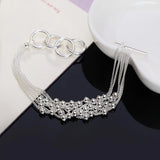 925 Silver Tassel Chain Bracelet with Grape Beads for Women