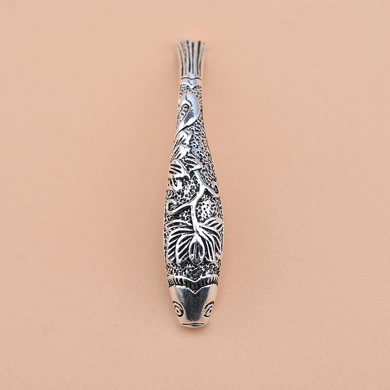 925 Sterling Silver Thai Silver Fish Tube DIY Beaded