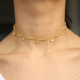 925 Sterling Silver CZ Station Choker Necklace - Elegance Layer Jewelry