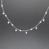 925 Sterling Silver CZ Station Choker Necklace - Elegance Layer Jewelry