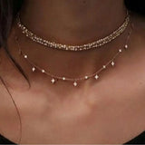 925 Sterling Silver CZ Station Choker Necklace - Elegance Layer Jewelry