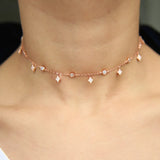 925 Sterling Silver CZ Station Choker Necklace - Elegance Layer Jewelry
