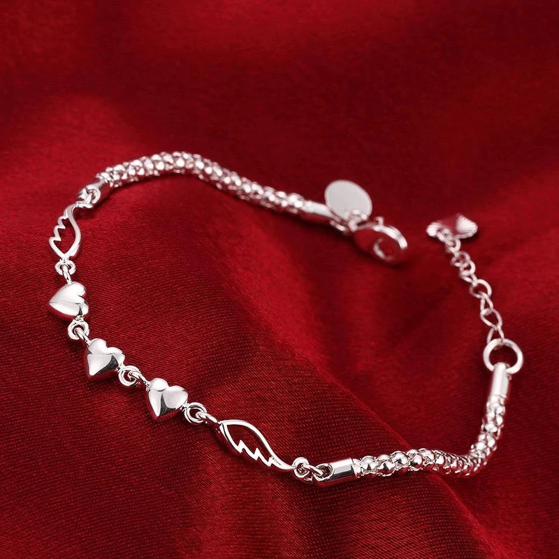 925 Silver Wild Heart Chain Bracelet for Women Party Wedding Jewelry