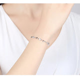 925 Silver Zircon Heart Bracelet Crystal Women's Gift Party Jewelry