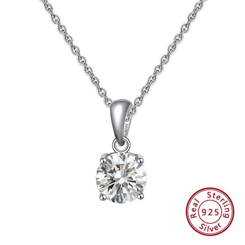 925 Silver Zircon Necklace Hip Hop Pendant for Women