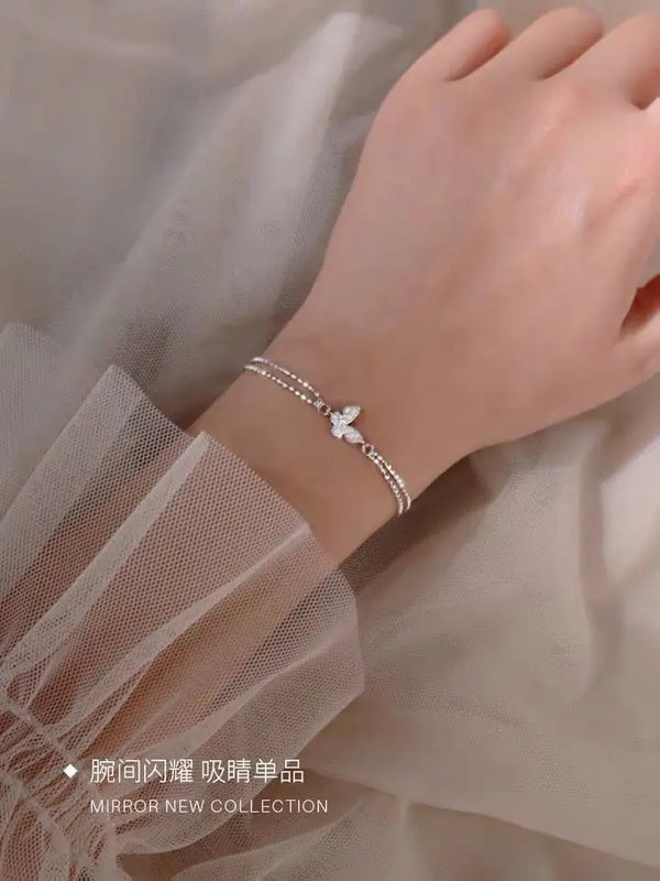 925 Silver Butterfly Bracelet with Rhinestones