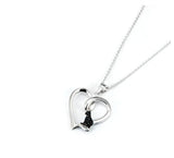 925 Silver Heart Pendant Crystal Cat Necklace for Women