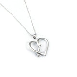 925 Silver Heart Pendant Crystal Cat Necklace for Women