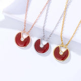 925 Silver Amulet Necklace Red Agate Women Mother Shell All Match Jewelry