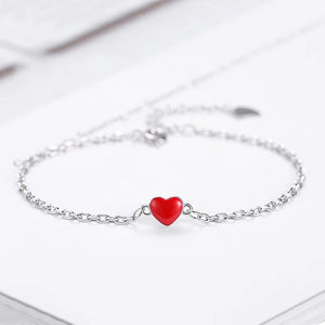 925 Silver Anklet Red Love Ankle Bracelet for Women