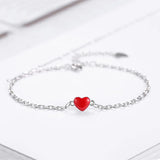 925 Silver Anklet Red Love Ankle Bracelet for Women