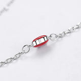 925 Silver Anklet Red Love Ankle Peach Heart Bracelet Women