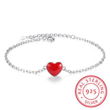 925 Silver Anklet Red Love Ankle Bracelet for Women