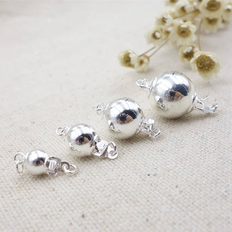 925 Sterling Silver Ball Buckle Clasp DIY Jewelry Bracelet Accessories