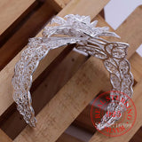 925 Sterling Silver Bangle Bracelets for Women Mum Rose Flower Bangles