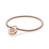 925 Sterling Silver Lock Your Heart Pan Bracelet DIY Jewelry