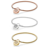 925 Silver 3-Color Lock Heart Pan Bracelet DIY Jewelry