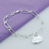 925 Silver Heart Bracelet Women Party Wedding Jewelry Christmas