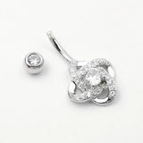 925 Silver Bell Button Ring CZ Navel Piercing Body Jewelry