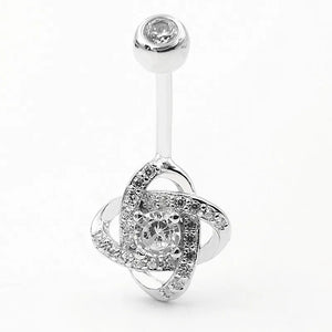 925 Silver Bell Button Ring CZ Navel Piercing Body Jewelry
