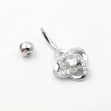 925 Silver Bell Button Ring CZ Navel Piercing Body Jewelry