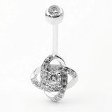 925 Silver Bell Button Ring CZ Navel Piercing Body Jewelry