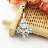 925 Silver Bell Button Ring Peafowls CZ Navel Piercing Body Jewelry