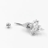 925 Silver Bell Button Ring Peafowls CZ Navel Piercing Body Jewelry