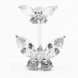 925 Silver Belly Button Ring with Cubic Zircon