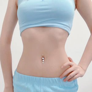 925 Silver Bell Heart CZ Navel Ring