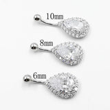 925 Silver Bell Heart CZ Navel Ring Body Piercing