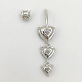 925 Silver Bell Heart CZ Navel Ring
