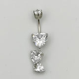 925 Silver Bell Heart CZ Navel Ring