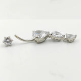925 Silver Bell Heart CZ Navel Ring