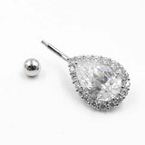 925 Silver Bell Heart CZ Navel Ring Body Piercing