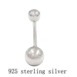 925 Silver Belly Bar Double Ball Navel Rings Barbell Body Piercing