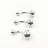 925 Silver Belly Bar Double Ball Navel Rings Barbell Body Piercing