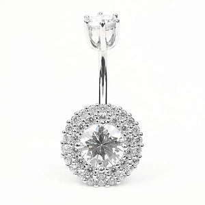 925 Silver Belly Bar Double End CZ Navel Ring Piercing Jewelry