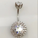 925 Silver Belly Bar Double End CZ Navel Ring Piercing Jewelry
