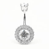 925 Silver Belly Bar Double End CZ Navel Ring Piercing Jewelry