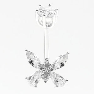 925 Silver CZ Butterfly Navel Ring Piercing Jewelry