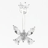 925 Silver CZ Butterfly Navel Ring Piercing Jewelry
