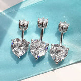 925 Silver Belly Button CZ Heart Navel Ring Piercing