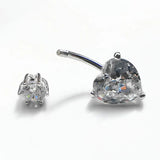 925 Silver Belly Button CZ Heart Navel Ring Piercing