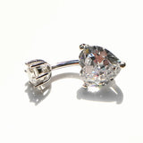 925 Silver Belly Button CZ Heart Navel Ring Piercing