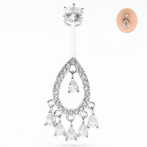 925 Silver CZ Belly Button Ring Navel Piercing Jewelry