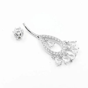 925 Silver CZ Belly Button Ring Navel Piercing Jewelry