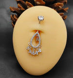 925 Silver CZ Belly Button Ring Navel Piercing Jewelry