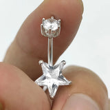 925 Silver Belly Button Ring Star CZ 14G Navel Piercing Jewelry Gift Women